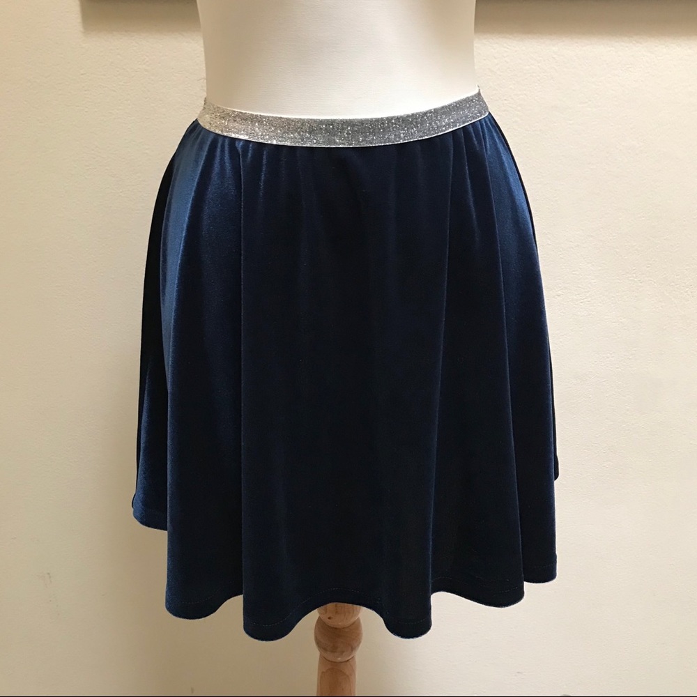Skirt Land’s End Navy Blue Silvers Velvet Kid’s Size M